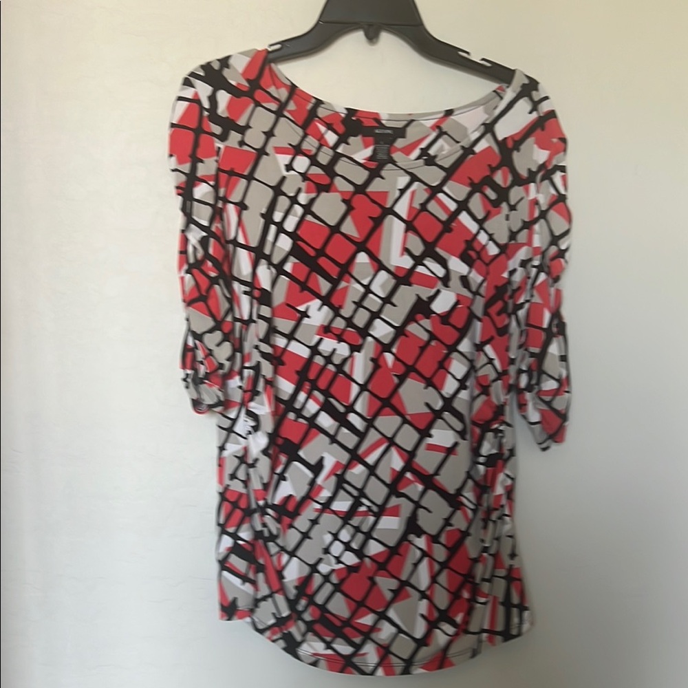Alfani Red and Black Geometric Top